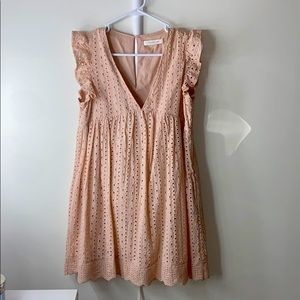 Blush v-neck eyelet dress